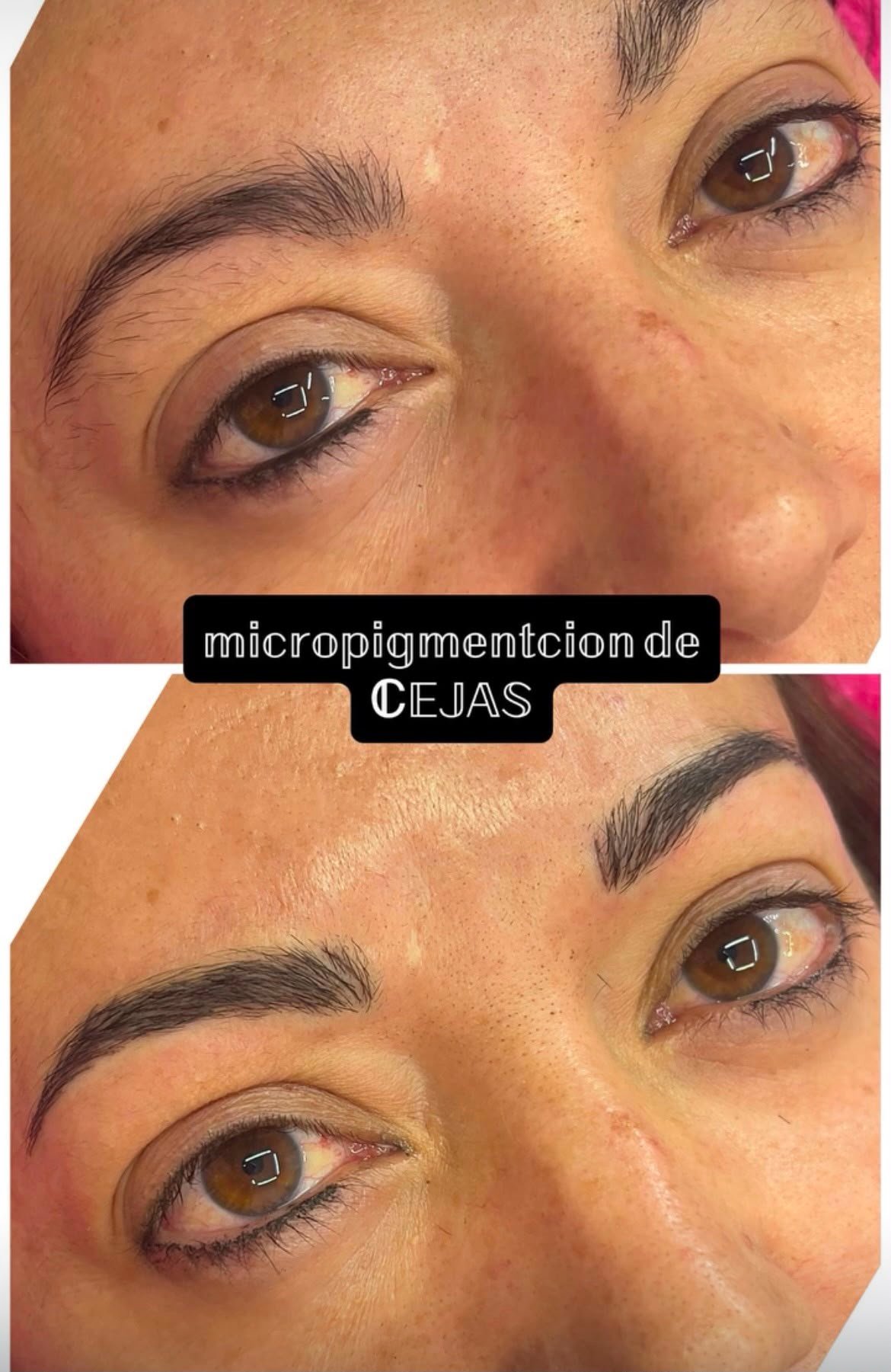 Cejas simétricas con micropigmentación